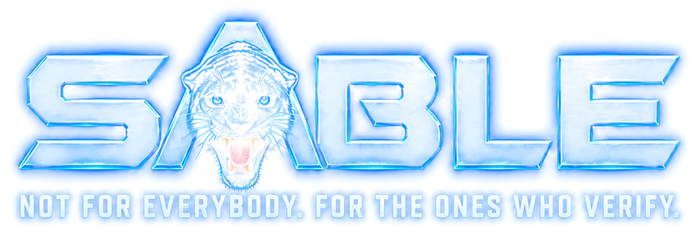 SABLE in chrome letters with a black panther in the A. Not for everybody. For the ones who verify.